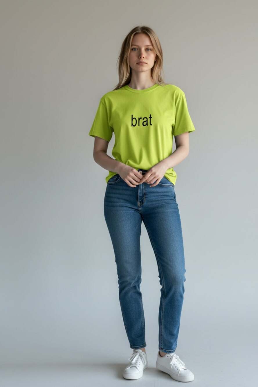 CHARLI XCX Brat Tee Size M Abercrombie & Fitch Soft AF Top Green Black